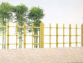 竹調フェンスに合わせた竹ポールの施工例